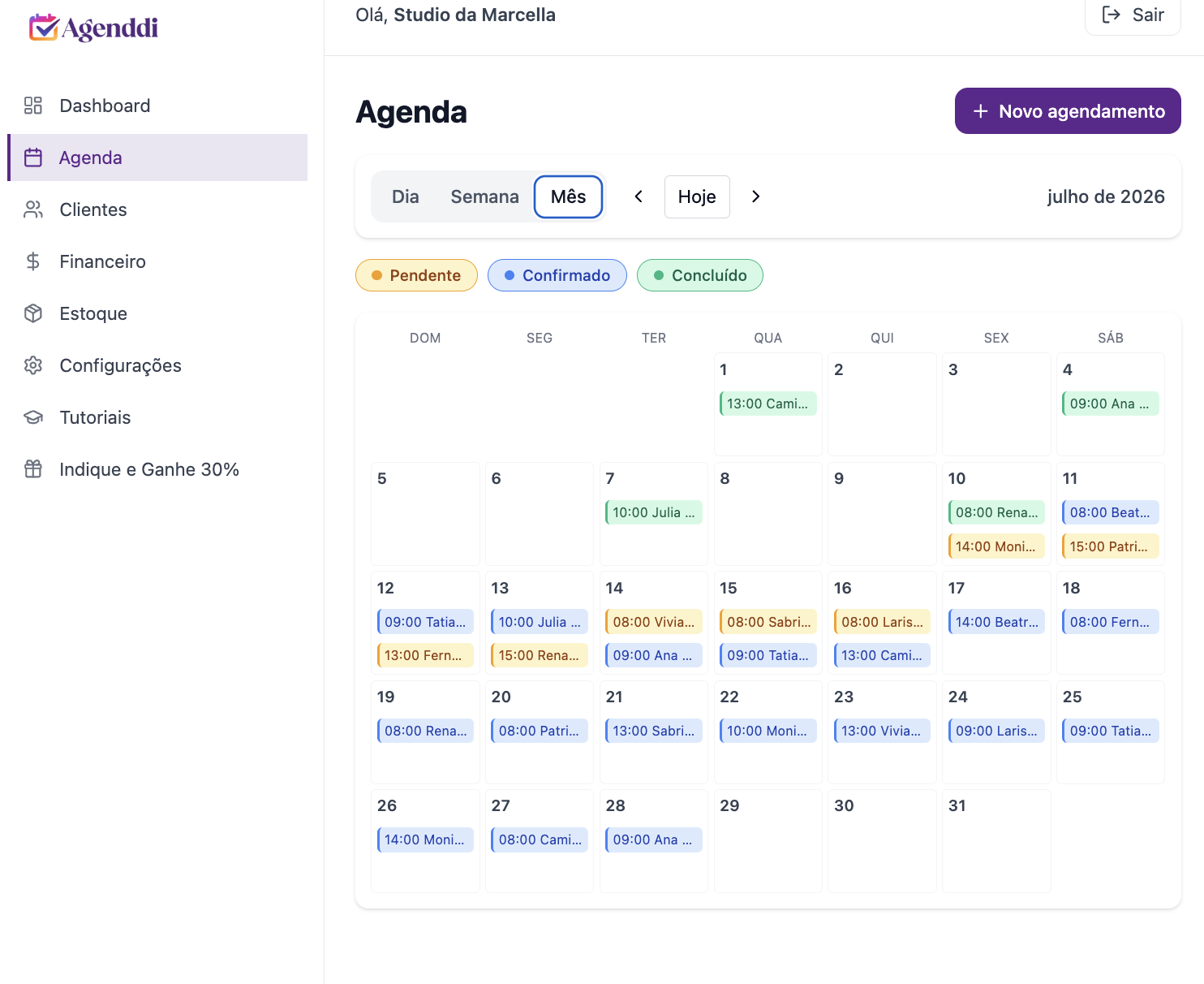 Agenda sempre organizada